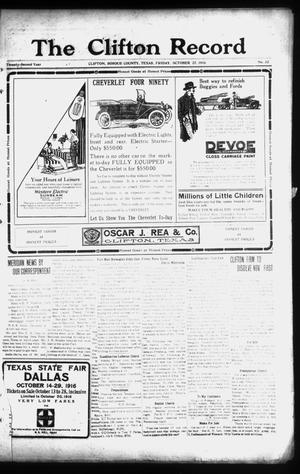 The Clifton Record (Clifton, Tex.), Vol. 22, No. 32, Ed. 1 Friday, October 27, 1916