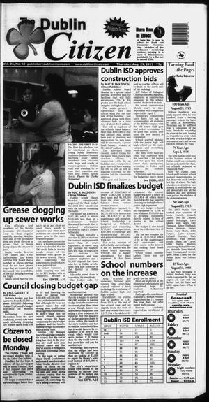 Primary view of object titled 'The Dublin Citizen (Dublin, Tex.), Vol. 23, No. 52, Ed. 1 Thursday, August 29, 2013'.