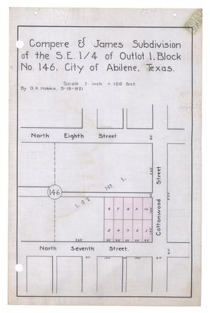 Primary view of object titled 'Compere & James Subdivision of the South East Quarter of Outlot 1, Block Number 146, City of Abilene, Texas.'.