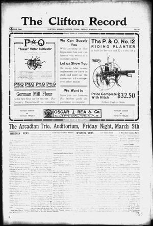The Clifton Record (Clifton, Tex.), Vol. 20, No. 50, Ed. 1 Friday, March 5, 1915