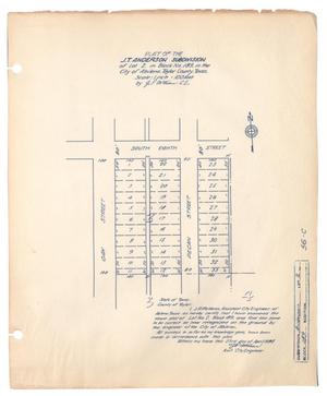 Primary view of object titled 'Plat of the J. T. Anderson Subdivision of Lot 2, in Block Number 189, in the City of Abilene, Taylor County, Texas.'.