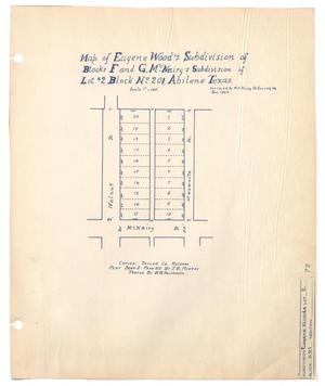 Map of Eugene Wood's Subdivision of Blocks F and G, McNairy's Subdivision of Lot #2, Block Number 201, Abilene, Texas.