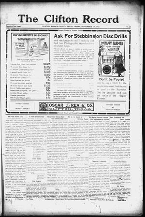 The Clifton Record (Clifton, Tex.), Vol. 21, No. 26, Ed. 1 Friday, September 17, 1915