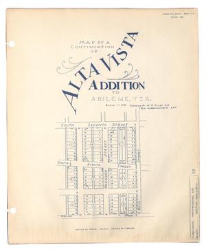 Map of a Continuation of Alta Vista Addition to Abilene, Texas