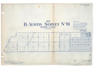 Map of the B. Austin Survey Number 91. Taylor County, Texas
