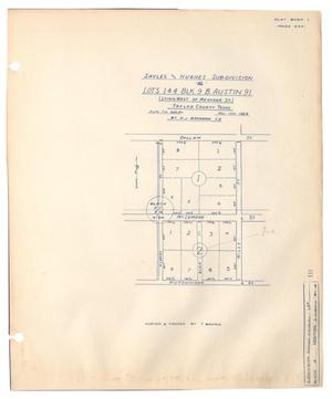 Primary view of object titled 'Sayles and Hughes Subdivision of Lots 1 & 4,  Blk. 9, B. Austin 91 (Lying West of Meander St.), Taylor County, Texas'.