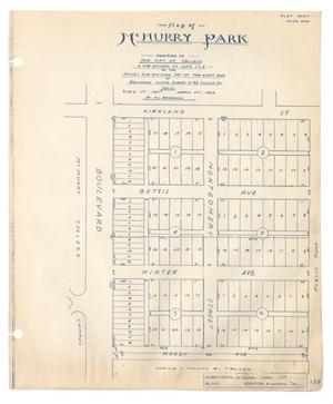 Map of McMurry Park Addition to the City of Abilene, a Subdivision of Lots 1 and 2 of the Sayles Subdivision off the East End of Benjamin Austin Survey Number 92, Taylor County, Texas
