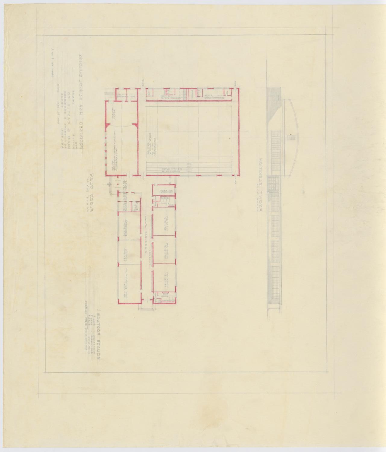 Proposed High School Building Novice, Texas: Floor Plan and Elevation
                                                
                                                    [Sequence #]: 2 of 2
                                                