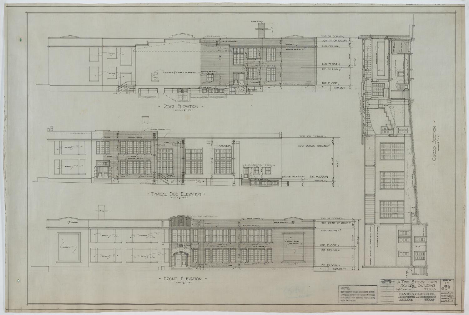 High School Building, McCamey, Texas: Elevations
                                                
                                                    [Sequence #]: 1 of 2
                                                