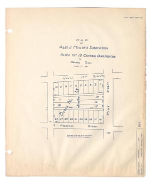 Map of Alex J. Miller's Subdivision, Block Number 13, Central Park Addition to Abilene, Texas