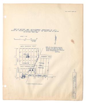 Map of W. F. Fry and J. M. Alexander Subdivision of Lot 1, Block 29, College Heights and a part of the West End of Block 26, Central Park Addition