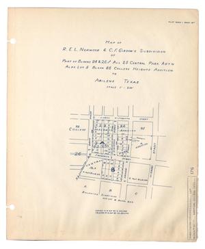 Map of R. E. L. Norwood & C. F. Gibson's Subdivision of Part of Blocks 24 & 26 and all 25, Central Park Addition, also Lot 5, Block 25, College Heights Addition to Abilene, Texas