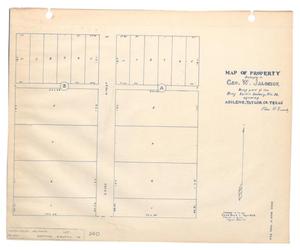 Primary view of Map of Property Belonging to George W. Jalonick, Being part of the Benjamin Austin Survey, Number 91. Adjoining Abilene, Taylor County, Texas