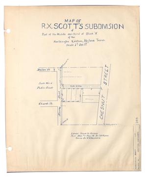 Map of R. X. Scott's Subdivision of Part of the Middle one-third of Block "A" of the Northington Addition, Abilene, Texas.