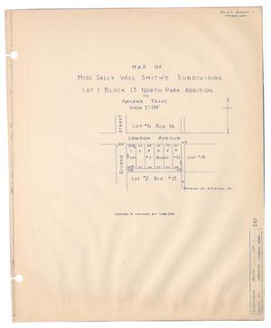 Map of Miss Sally Will Smith's Subdivision, Lot 1, Block 13, North Park Addition to Abilene, Texas