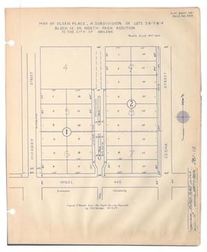 Map of Olsen Place, a Subdivision of Lots 5-6-7-8-9, Block 12, in North Park Addition to the City of Abilene [#2]