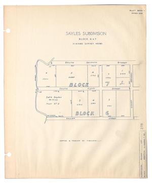 Sayles Subdivision, Block 6 & 7, H. Ward Survey Number 90