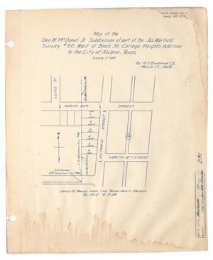 Map of the George W. McDaniel Jr. Subdivision of part of the James Warfield Survey #86 West of Block 56 College Heights Addition to the City of Abilene, Texas.
