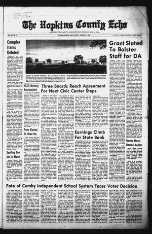 Primary view of object titled 'The Hopkins County Echo (Sulphur Springs, Tex.), Vol. 102, No. 2, Ed. 1 Friday, January 14, 1977'.