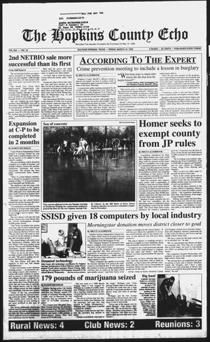 Primary view of object titled 'The Hopkins County Echo (Sulphur Springs, Tex.), Vol. 204, No. 12, Ed. 1 Friday, March 19, 1999'.