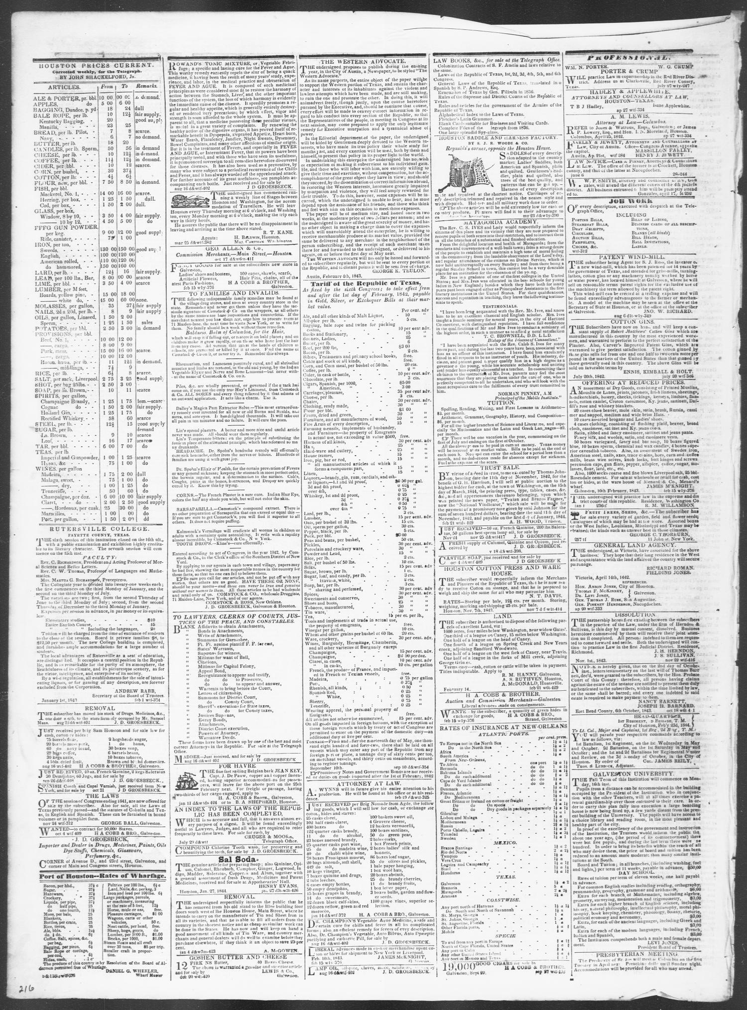 Telegraph and Texas Register (Houston, Tex.), Vol. 9, No. 14, Ed. 1, Wednesday, March 20, 1844
                                                
                                                    [Sequence #]: 4 of 4
                                                