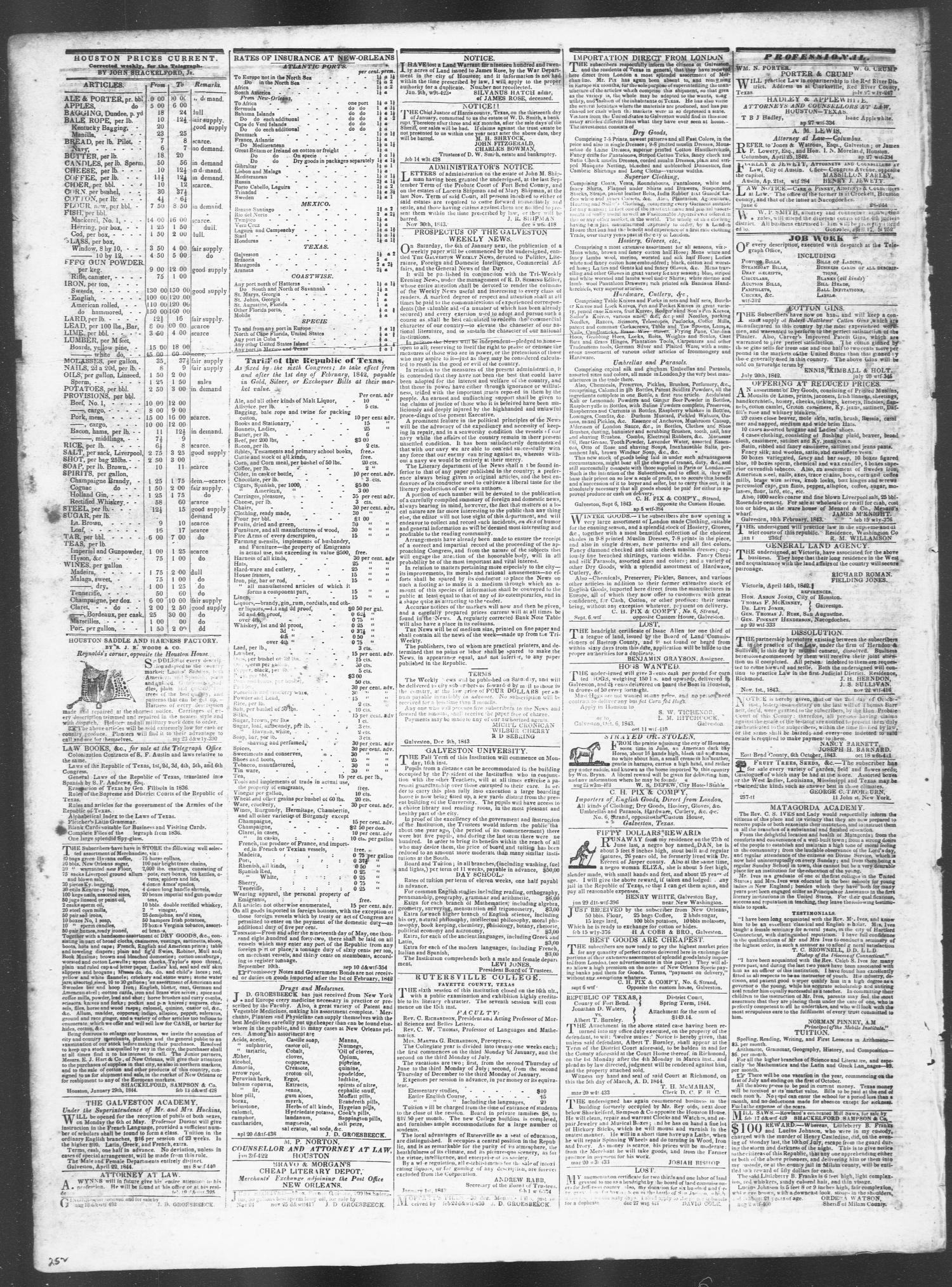 Telegraph and Texas Register (Houston, Tex.), Vol. 9, No. 23, Ed. 1, Wednesday, May 22, 1844
                                                
                                                    [Sequence #]: 4 of 4
                                                