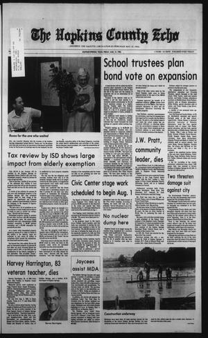 Primary view of object titled 'The Hopkins County Echo (Sulphur Springs, Tex.), Vol. 108, No. 32, Ed. 1 Friday, August 12, 1983'.