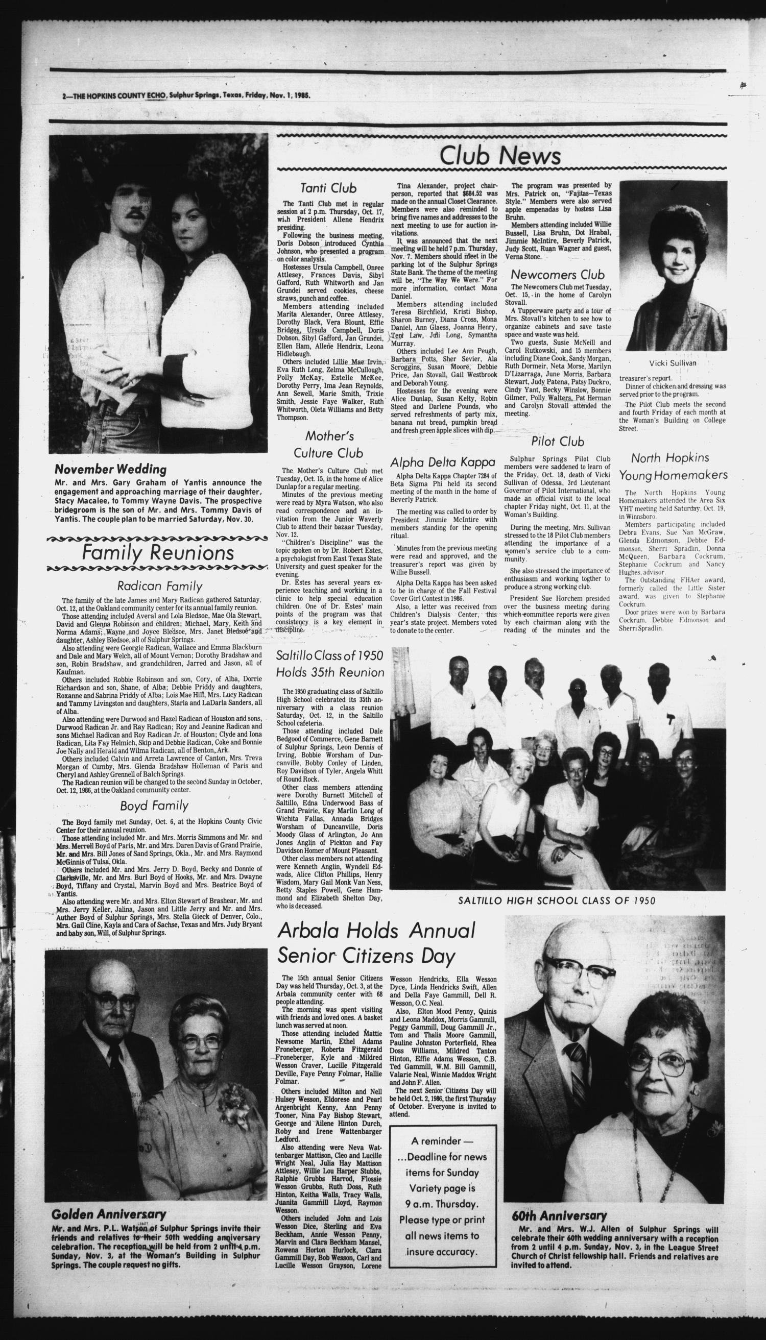 The Hopkins County Echo (Sulphur Springs, Tex.), Vol. 110, No. 44, Ed. 1 Friday, November 1, 1985
                                                
                                                    [Sequence #]: 2 of 4
                                                