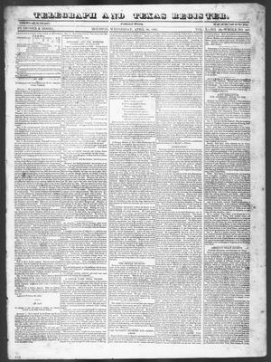 Primary view of object titled 'Telegraph and Texas Register (Houston, Tex.), Vol. 10, No. 16, Ed. 1, Wednesday, April 16, 1845'.