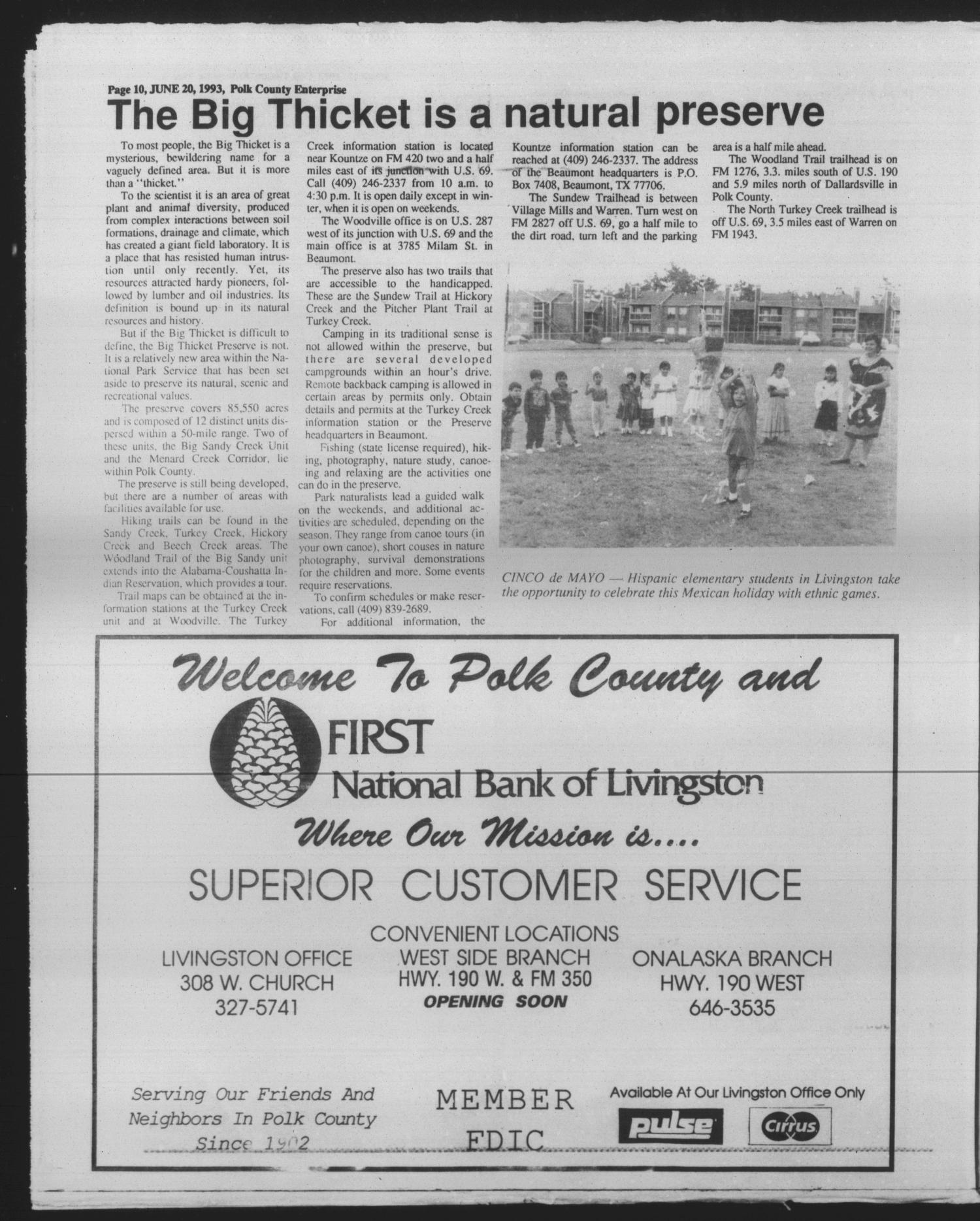 Polk County Enterprise (Livingston, Tex.), Vol. 111, No. 49, Ed. 1 Sunday, June 20, 1993
                                                
                                                    [Sequence #]: 32 of 94
                                                