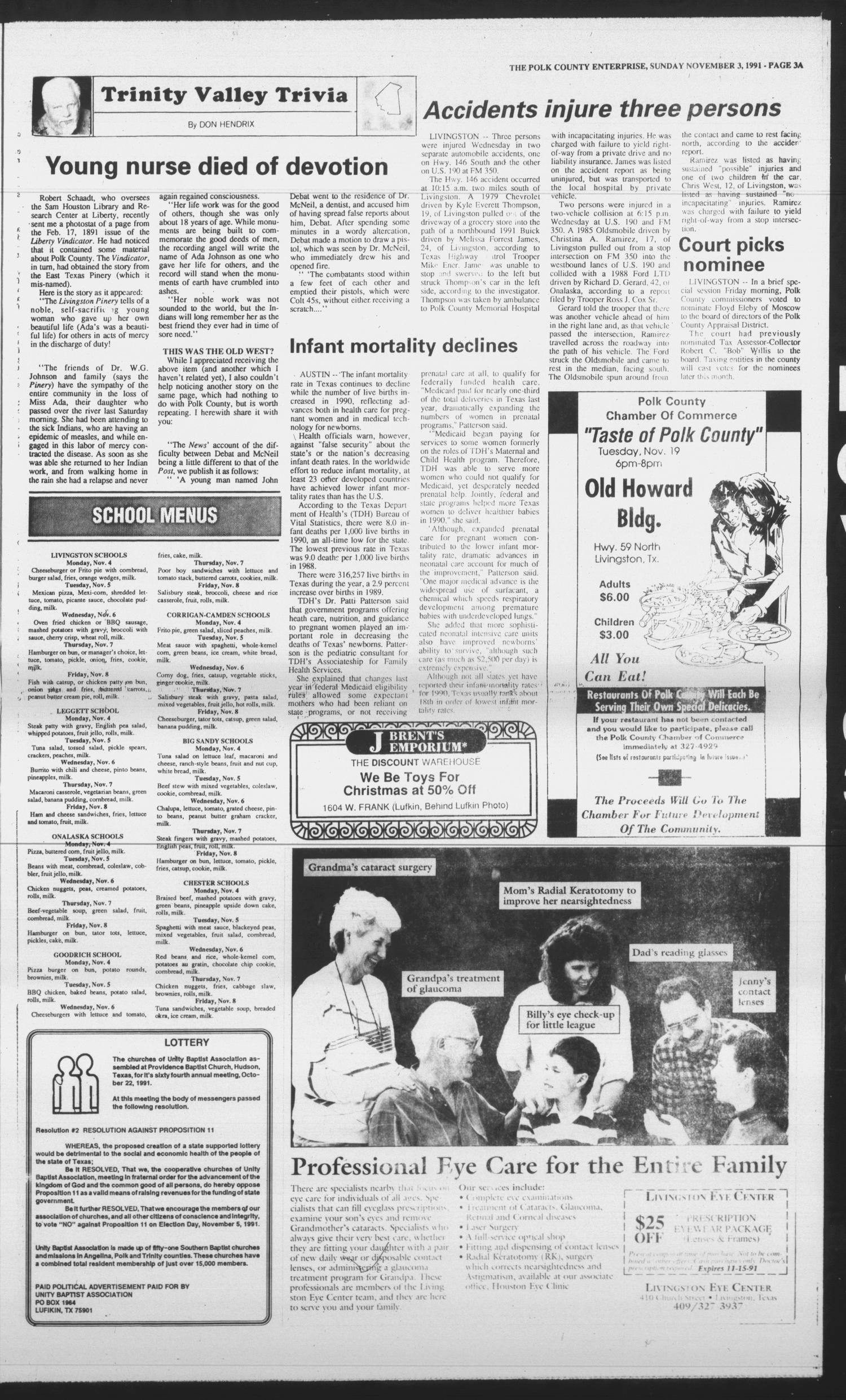 Polk County Enterprise (Livingston, Tex.), Vol. 109, No. 88, Ed. 1 Sunday, November 3, 1991
                                                
                                                    [Sequence #]: 3 of 24
                                                