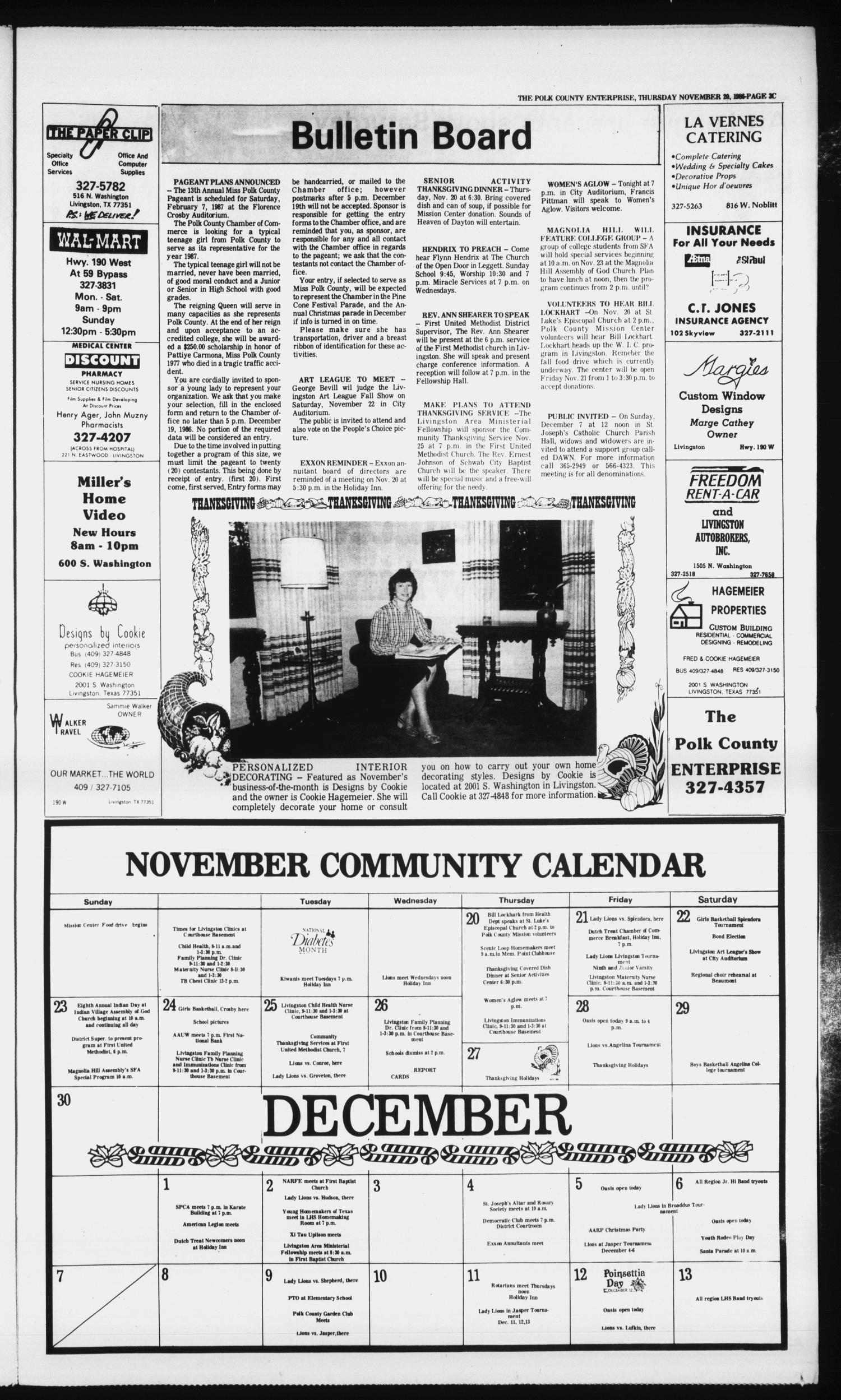 Polk County Enterprise (Livingston, Tex.), Vol. 104, No. 93, Ed. 1 Thursday, November 20, 1986
                                                
                                                    [Sequence #]: 23 of 64
                                                
