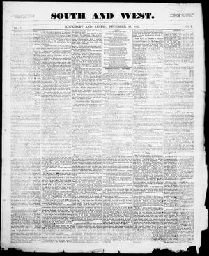 South and West (Austin, Tex.), Vol. 1, No. 1, Ed. 1, Tuesday, December 19, 1865
