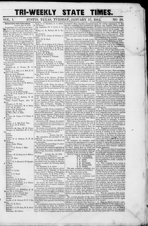 Tri-Weekly State Times (Austin, Tex.), Vol. 1, No. 28, Ed. 1, Tuesday, January 17, 1854