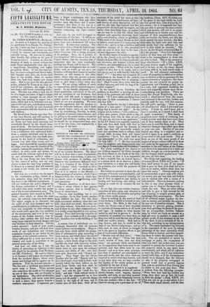 Tri-Weekly State Times (Austin, Tex.), Vol. 1, No. 64, Ed. 1, Thursday, April 13, 1854