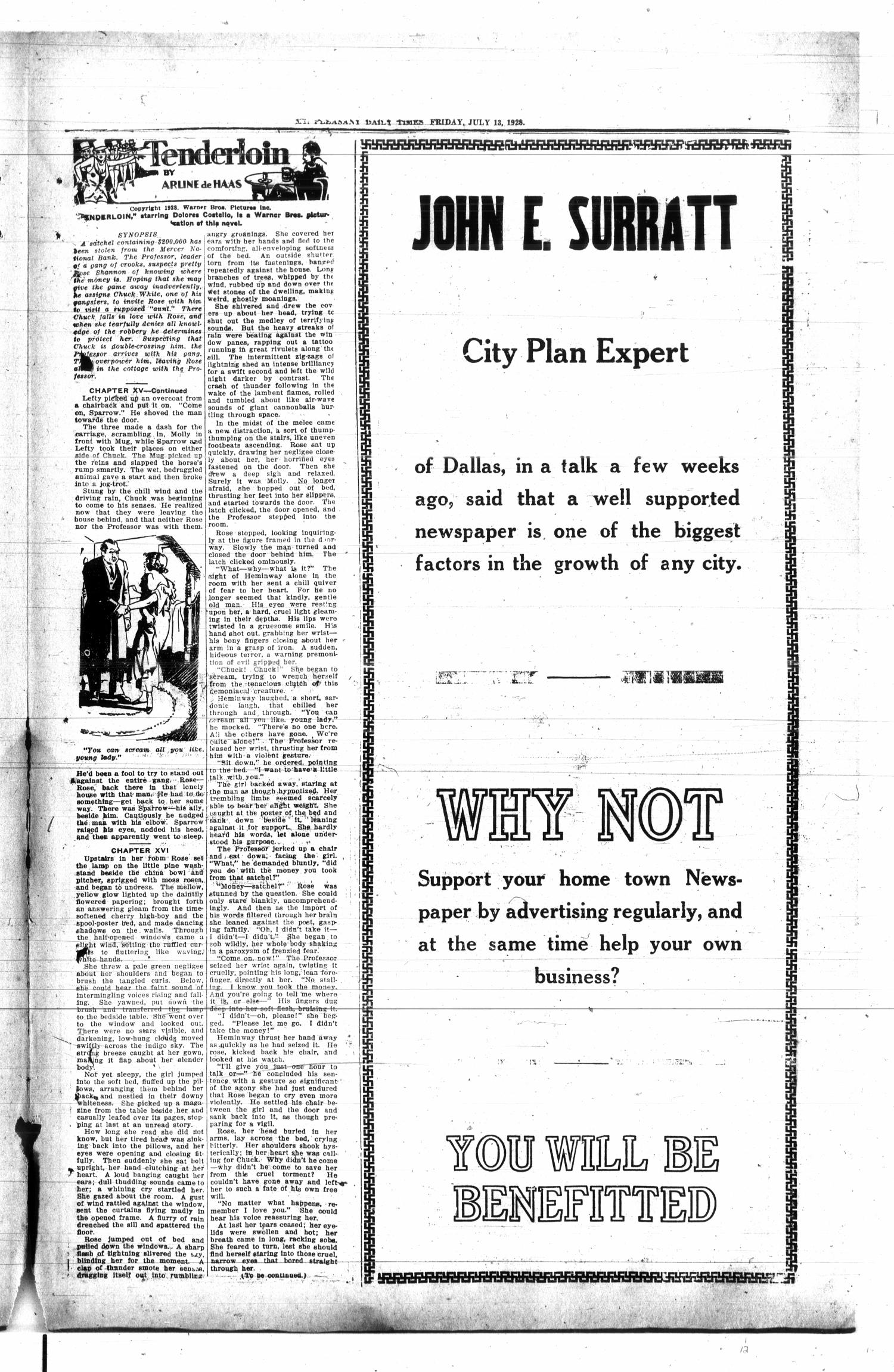 Mount Pleasant Daily Times (Mount Pleasant, Tex.), Vol. 10, No. 127, Ed. 1 Friday, July 13, 1928
                                                
                                                    [Sequence #]: 3 of 4
                                                