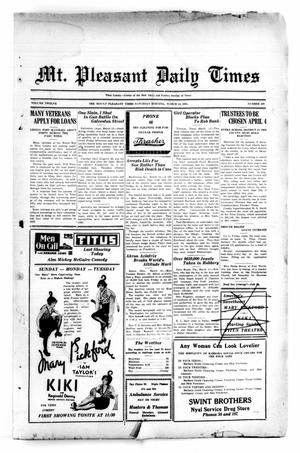 Mt. Pleasant Daily Times (Mount Pleasant, Tex.), Vol. 12, No. 288, Ed. 1 Saturday, March 14, 1931