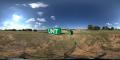 Primary view of Equirectangular image of the UNT sign on the ground before being elevated.