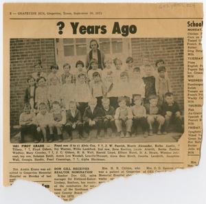 [Newspaper Clipping with a Photograph of a 1921 First Grade Class]