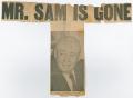 Clipping: [Newspaper Clipping: Mr. Sam is Gone]