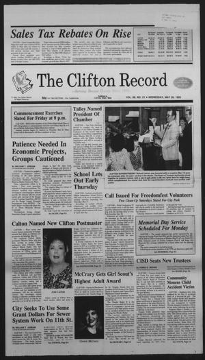 Primary view of object titled 'The Clifton Record (Clifton, Tex.), Vol. 98, No. 21, Ed. 1 Wednesday, May 26, 1993'.