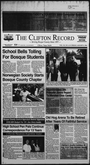 The Clifton Record (Clifton, Tex.), Vol. 101, No. 63, Ed. 1 Friday, August 9, 1996