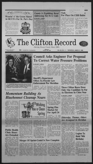 Primary view of object titled 'The Clifton Record (Clifton, Tex.), Vol. 98, No. 11, Ed. 1 Wednesday, March 17, 1993'.
