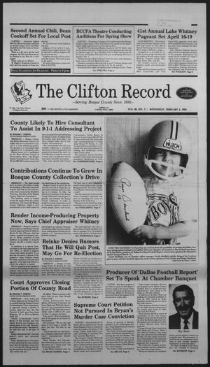 Primary view of object titled 'The Clifton Record (Clifton, Tex.), Vol. 98, No. 5, Ed. 1 Wednesday, February 3, 1993'.