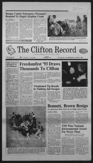 The Clifton Record (Clifton, Tex.), Vol. 98, No. 26, Ed. 1 Wednesday, June 30, 1993