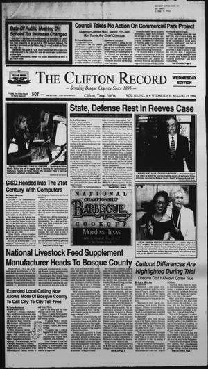 The Clifton Record (Clifton, Tex.), Vol. 101, No. 66, Ed. 1 Wednesday, August 21, 1996