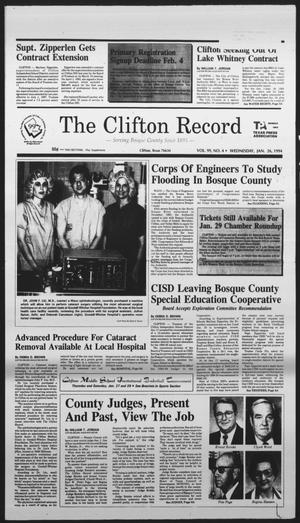 Primary view of object titled 'The Clifton Record (Clifton, Tex.), Vol. 99, No. 4, Ed. 1 Wednesday, January 26, 1994'.