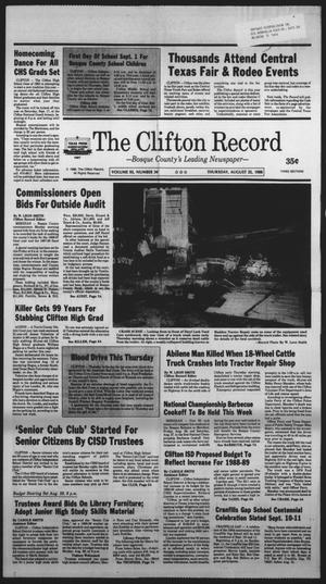 The Clifton Record (Clifton, Tex.), Vol. 93, No. 34, Ed. 1 Thursday, August 25, 1988