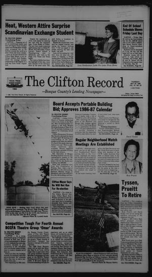 Primary view of object titled 'The Clifton Record (Clifton, Tex.), Vol. 91, No. 22, Ed. 1 Thursday, May 29, 1986'.