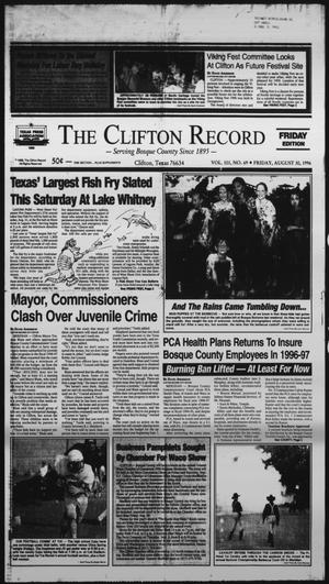 The Clifton Record (Clifton, Tex.), Vol. 101, No. 69, Ed. 1 Friday, August 30, 1996